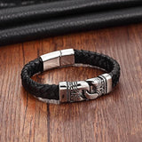 Stainless Steel Leather Bracelet 19cm,21cm Women Men Jewelry
