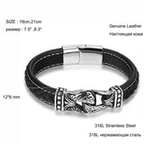 Stainless Steel Leather Bracelet 19cm,21cm Women Men Jewelry