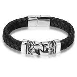 Stainless Steel Leather Bracelet 19cm,21cm Women Men Jewelry
