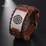 Zodiac Star of David Men's Leather Wrist Bracelets