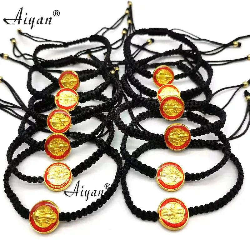 12pc 1.5cm St. Benedict Drop & Red Oil Woven Bracelets for Prayer & Protection