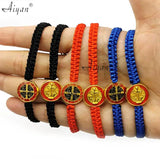 12pc 1.5cm St. Benedict Drop & Red Oil Woven Bracelets for Prayer & Protection