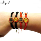 12pc 1.5cm St. Benedict Drop & Red Oil Woven Bracelets for Prayer & Protection