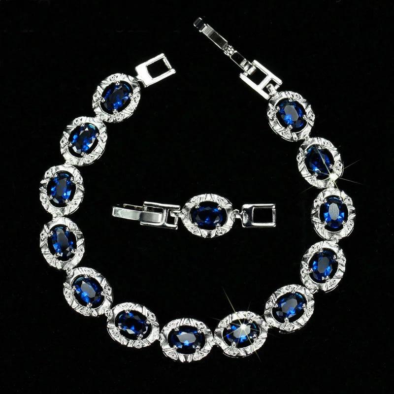 Dark CZ Crystal Women Jewelry Oval Cut Zirconia Stone Tennis Bracelet