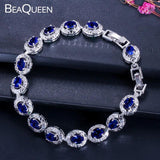 Dark CZ Crystal Women Jewelry Oval Cut Zirconia Stone Tennis Bracelet