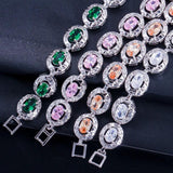 Dark CZ Crystal Women Jewelry Oval Cut Zirconia Stone Tennis Bracelet