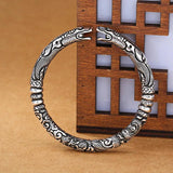 Tibetan Silver Dragon Head Bracelet Adjustable Wristband Cuff Jewelry