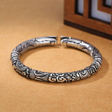 Tibetan Silver Dragon Head Bracelet Adjustable Wristband Cuff Jewelry