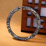 Tibetan Silver Dragon Head Bracelet Adjustable Wristband Cuff Jewelry