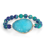 ShinyGem Charm Yoga Bangles Bracelets Natural Druzy Green Sea Sediment Jaspers