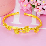 24K Carved Flower Cross Heart Chain Charm Bracelet for Women