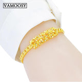 24K Carved Flower Chain Wedding Bracelet