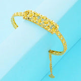 24K Carved Flower Chain Wedding Bracelet