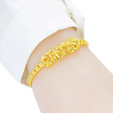 24K Carved Flower Chain Wedding Bracelet