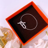 Charm Chains Bangle Bracelet with CZ Pig Nose for Women