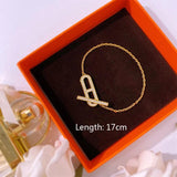 Charm Chains Bangle Bracelet with CZ Pig Nose for Women
