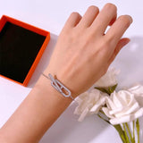 Charm Chains Bangle Bracelet with CZ Pig Nose for Women