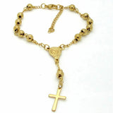 Stainless Steel Rosary Bracelet Women Bead Bracelet With Cross Pendant