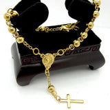 Stainless Steel Rosary Bracelet Women Bead Bracelet With Cross Pendant