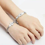 Stainless Steel Lover Heart Love Lock Key Bracelet Set