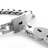 Stainless Steel Lover Heart Love Lock Key Bracelet Set