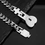 Stainless Steel Lover Heart Love Lock Key Bracelet Set