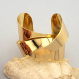 Metal Surface Wide Cuff Bangle Bracelet for Women