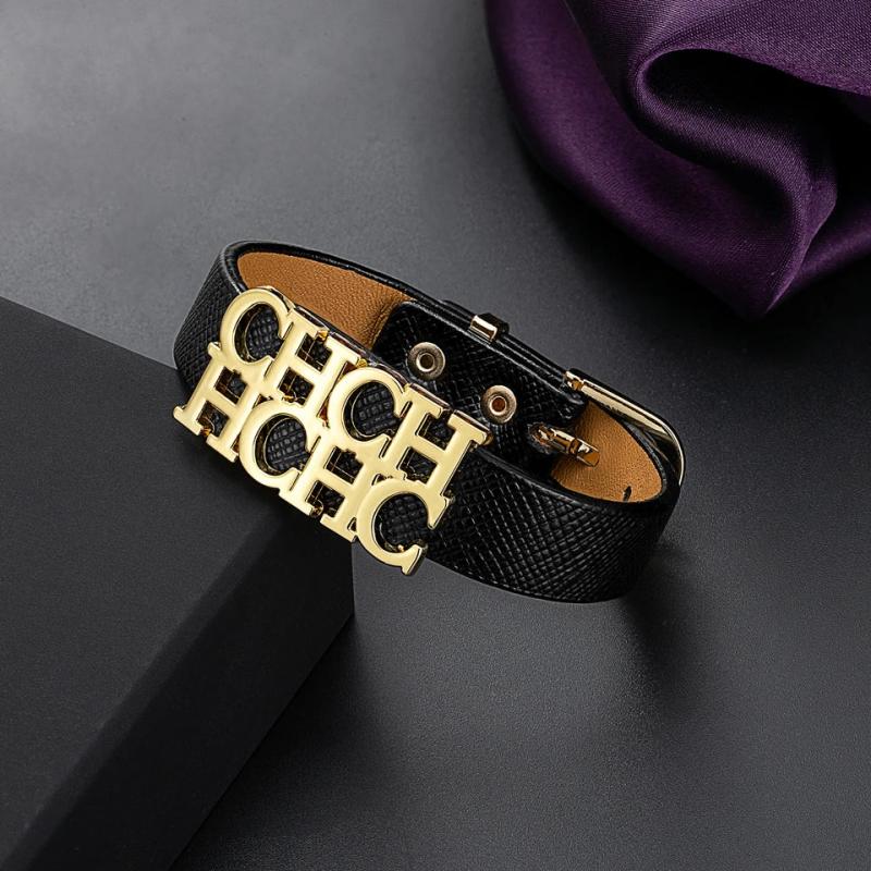 Stainless Steel Leather Bracelet Letter Name Bracelets&Bangles for Women
