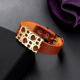 Stainless Steel Leather Bracelet Letter Name Bracelets&Bangles for Women