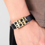Stainless Steel Leather Bracelet Letter Name Bracelets&Bangles for Women