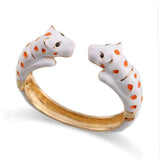 Colorful Double Leopards Cuff Bracelet Plated Bangle for Women