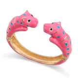 Colorful Double Leopards Cuff Bracelet Plated Bangle for Women