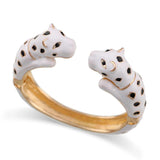 Colorful Double Leopards Cuff Bracelet Plated Bangle for Women