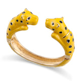 Colorful Double Leopards Cuff Bracelet Plated Bangle for Women