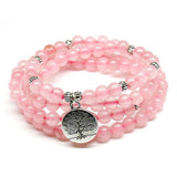 Pink Beads Buddhist Meditation 6mm 108 Natural Stone Bracelet