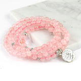 Pink Beads Buddhist Meditation 6mm 108 Natural Stone Bracelet
