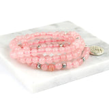 Pink Beads Buddhist Meditation 6mm 108 Natural Stone Bracelet