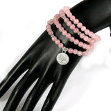 Pink Beads Buddhist Meditation 6mm 108 Natural Stone Bracelet