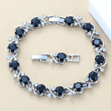 925 Mark Zircon Link Bracelet Bangle Health Jewelry For Women 18+3 CM