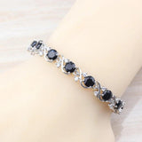 925 Mark Zircon Link Bracelet Bangle Health Jewelry For Women 18+3 CM