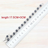 925 Mark Zircon Link Bracelet Bangle Health Jewelry For Women 18+3 CM