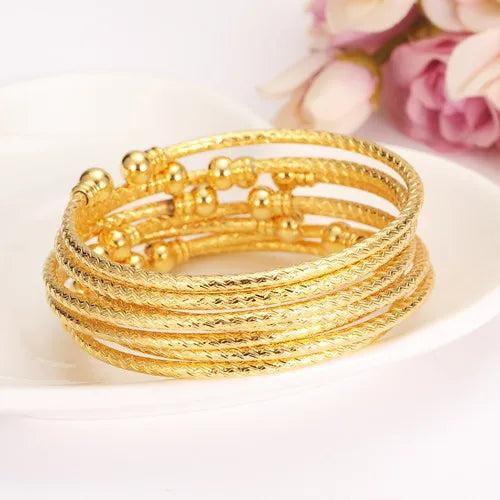 8pcs Dubai Bangles for Women Simple Love Bangle pulseiras Arab girls