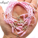 12Pcs Religious Crucifix Screw Bracelets, Pray for Friendship, Unisex