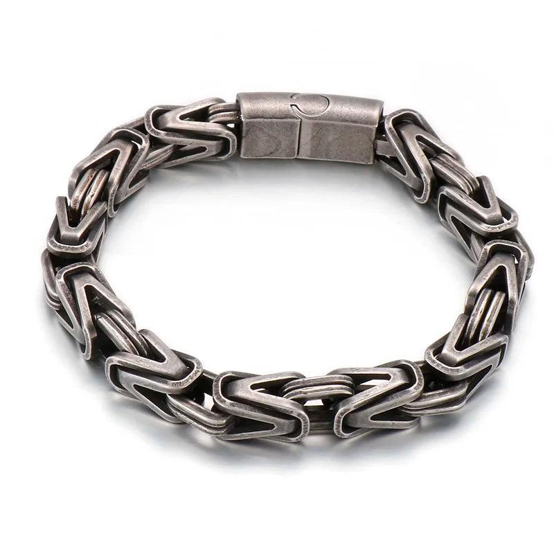 Men Stainless Steel Linking Chain Bracelet GoldBlack Punk Jewelry