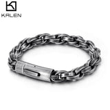 Men Stainless Steel Linking Chain Bracelet GoldBlack Punk Jewelry