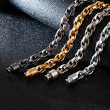 Men Stainless Steel Linking Chain Bracelet GoldBlack Punk Jewelry