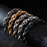 Men Stainless Steel Linking Chain Bracelet GoldBlack Punk Jewelry