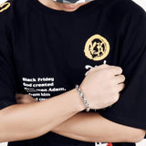 Men Stainless Steel Linking Chain Bracelet GoldBlack Punk Jewelry