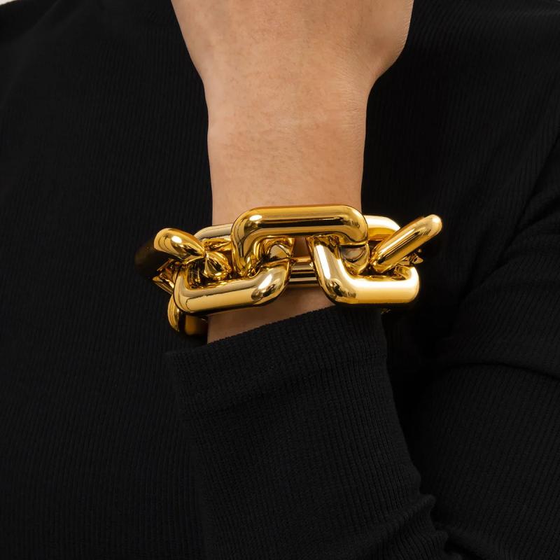 Geometric Hollow Retro Punk CCB Thick Chain Tassel Bracelet for Female Party