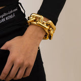 Geometric Hollow Retro Punk CCB Thick Chain Tassel Bracelet for Female Party